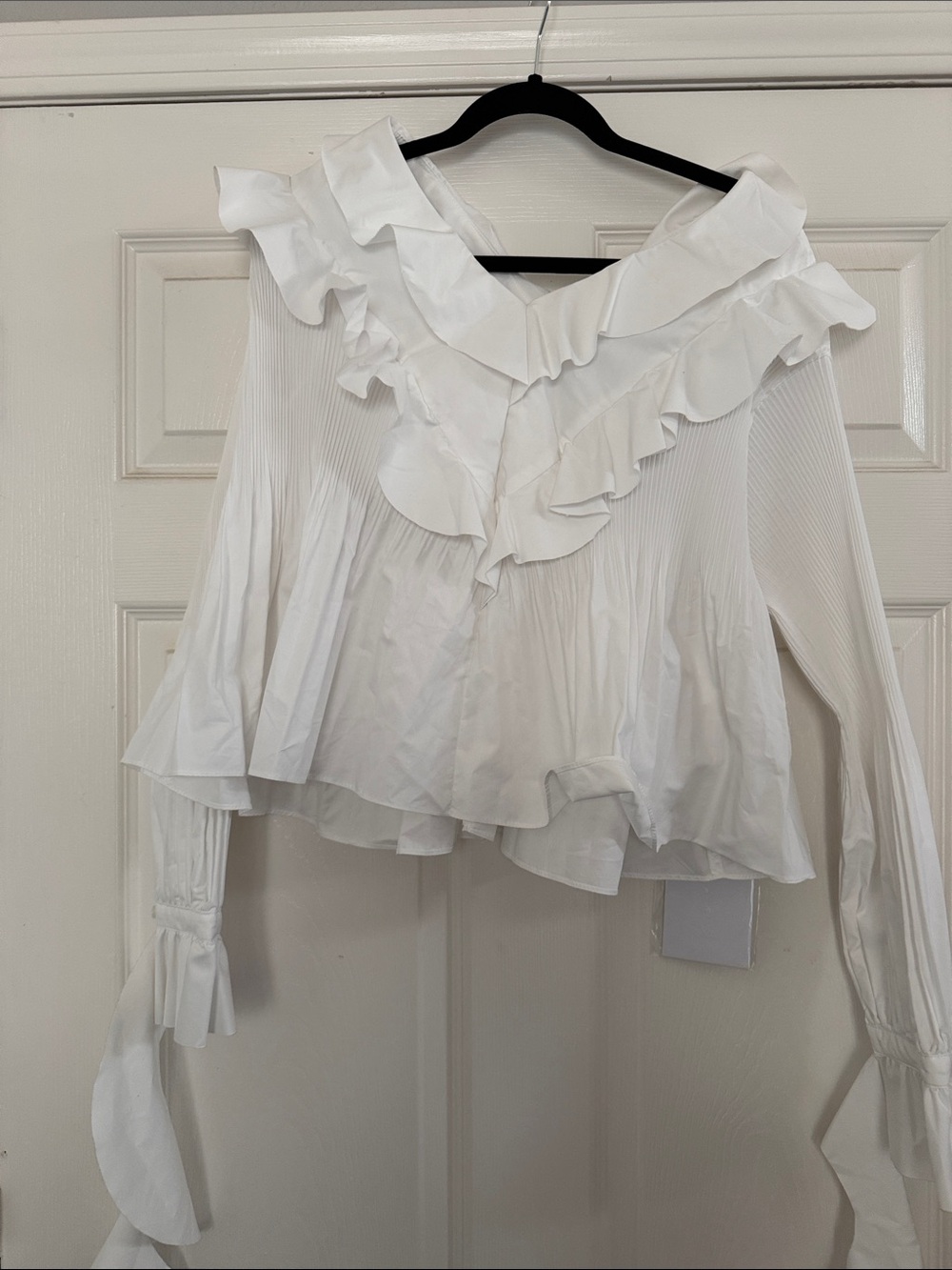Style Mafia White Ruffle V-Neck Blouse